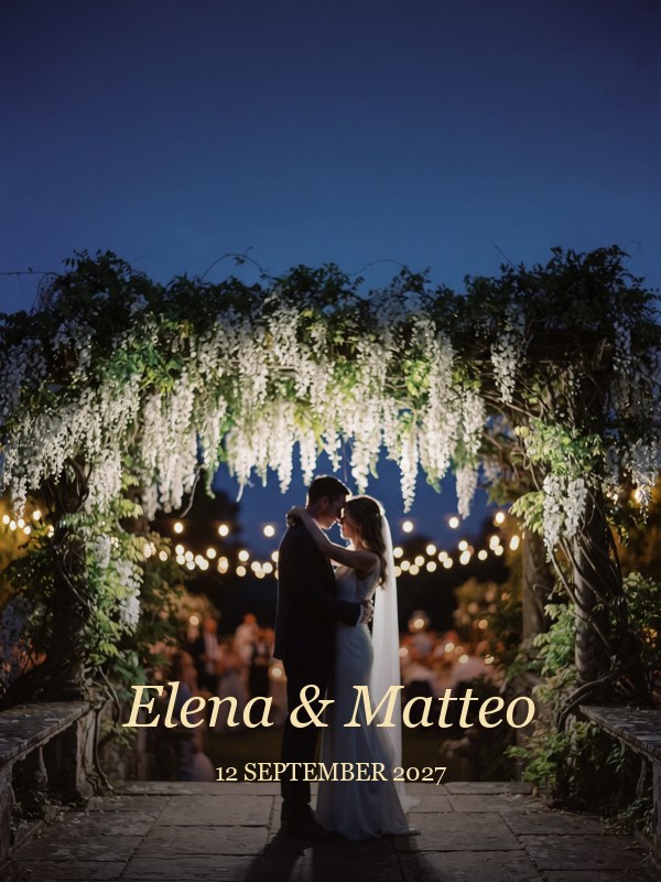 Midnight Wisteria invitation design