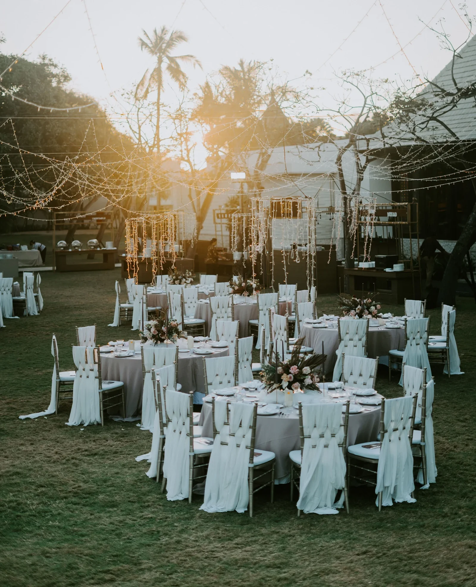 An outdoor dinner table ready for friends and family to gather